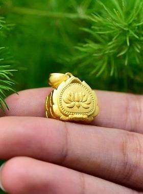 藏式纯银莲华光嘎乌项坠