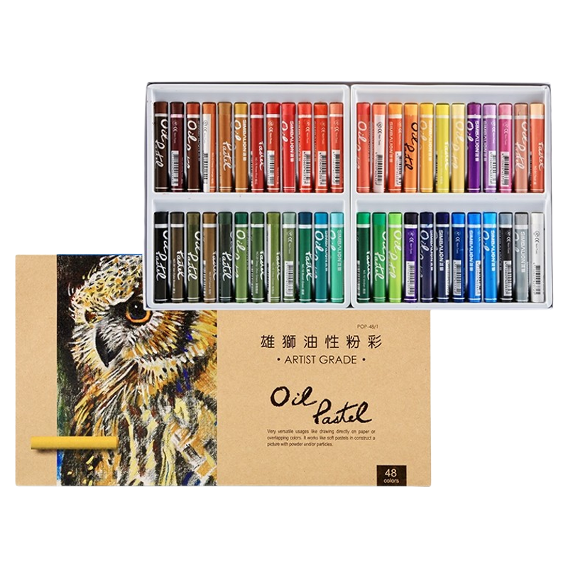 雄狮油性粉彩12/24/36/48/60色艺术家油性粉彩笔软蜡笔粉彩油画棒,淘宝优惠券,粉丝福利购,淘宝优惠卷