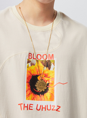 uhuzz微笑笑脸花朵ins合金不锈钢