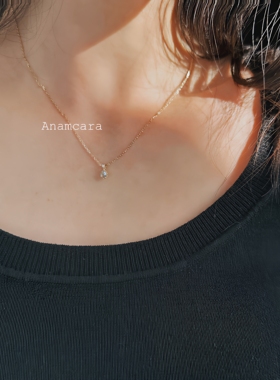 天然拉长石海蓝宝水滴银镀金项链