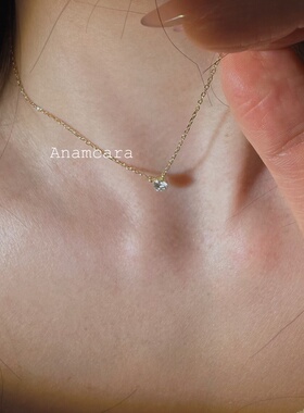 无爪单钻镀K金过钻笔莫桑钻项链