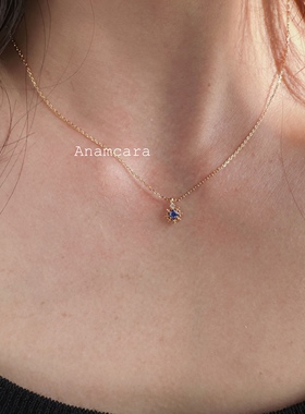 坦桑石925银镀金紫罗兰花朵项链