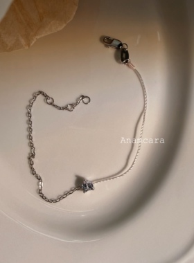 纯银丝光蜡线甜美爱心微镶手链女