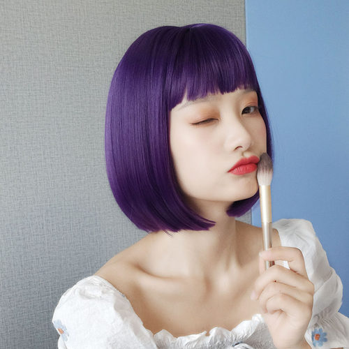 甜美风BOBO短发假发女齐刘海日常时尚波波头高温丝自然透气全头套 - 图2