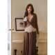 ລຸງ Peter Pan <Li Ying Roman> Fashionable twist design slim top lace vest drape skirt