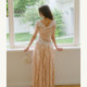 ລຸງ Peter Pan <Flora Flower Shadow> French patchwork slim sleeveless top ruffled elegant skirt