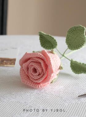 成品玫瑰花毛线花朵仿真花