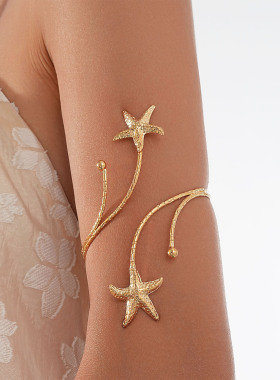 臂环个性夸张蛇形树叶银色手臂花朵高级感金属手环大臂金色饰品女