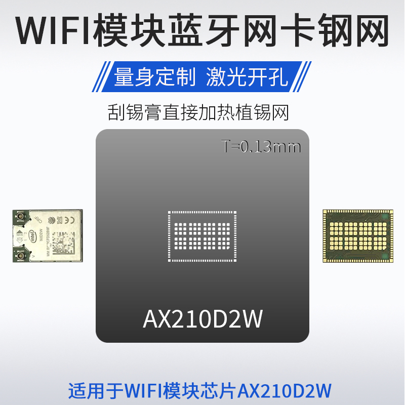 适用于千兆无线网卡AX210D2W植锡网蓝牙WIFI芯片刮锡膏植球钢网 - 图0