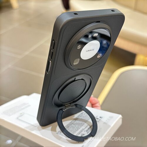 360度旋转支架磁吸无线充电适用华为Mate80pro手机壳Mate70/60pro+素皮荔枝纹mate70Air高级感银白色全包防摔 - 图3