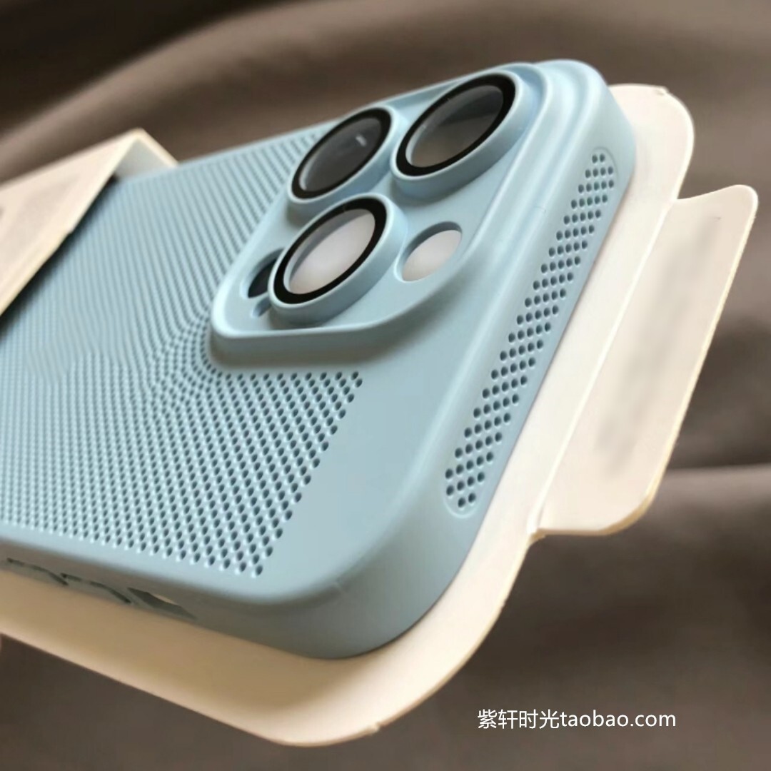 夏日透气网壳适用iphone17pro苹果15手机壳16promax远峰蓝13/12mini带高清镜头膜xs全包硬壳xr散热冰感11