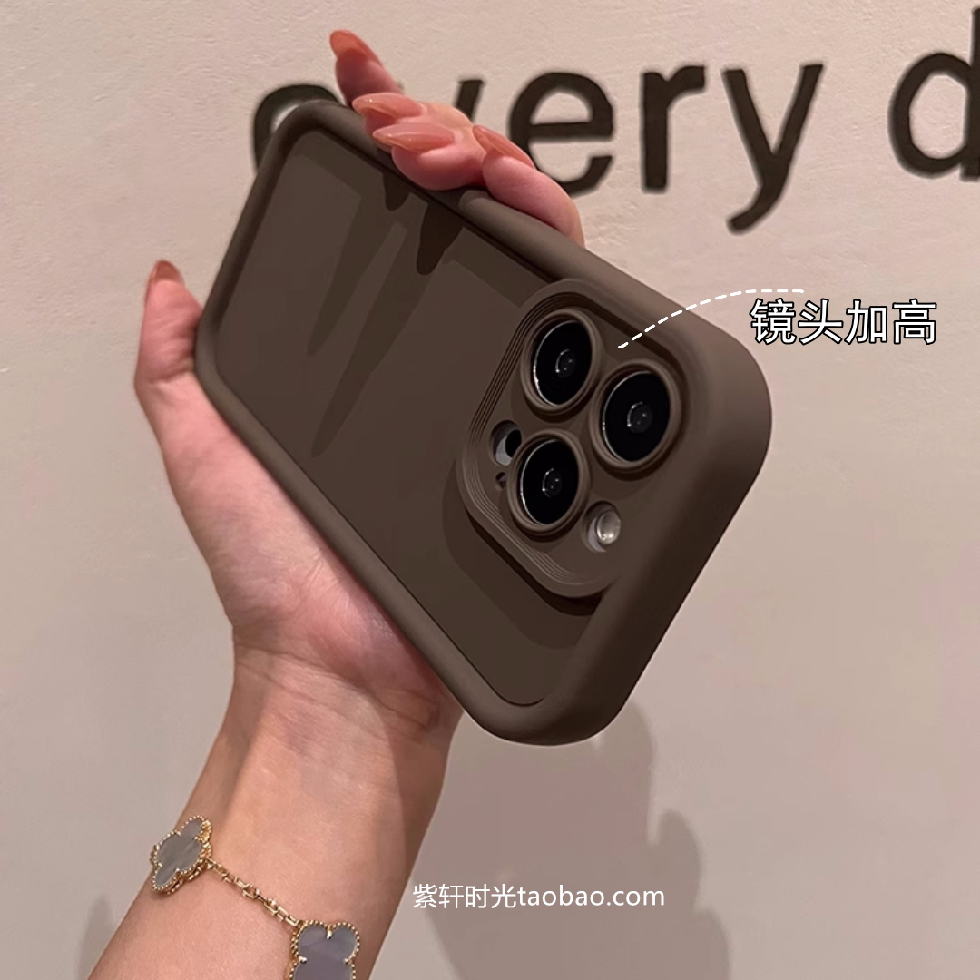 ins奶茶棕卡其色适用OPPOFindx6/x3手机壳12Reno11全包10/9直边4/7se高级感8/6pro+复古5K纯色R17软K10不发黄-图0
