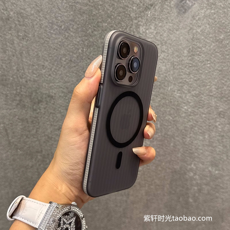 亮橙色侧边防滑条纹适用oppo一加13T手机壳FindX8s雾面瓦楞磁吸magsafe半透磨砂防指纹无线充电硬壳高级男女