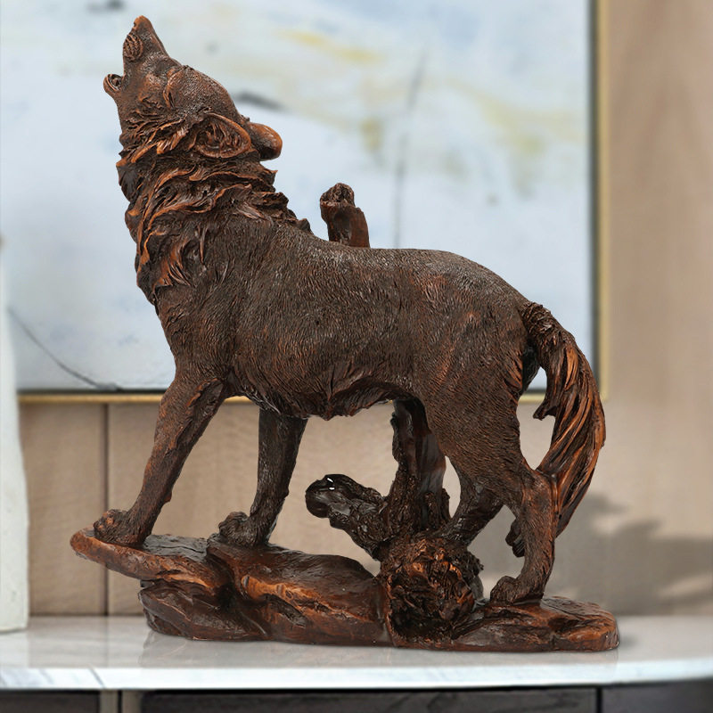 欧式树脂工艺品狼摆件 北方狼图腾 家居客厅电视柜书房装饰品