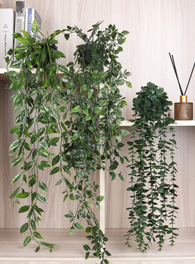 现货亚马逊绿植盆栽组合 家居装饰壁橱悬挂盆栽垂条绿植仿真盆栽