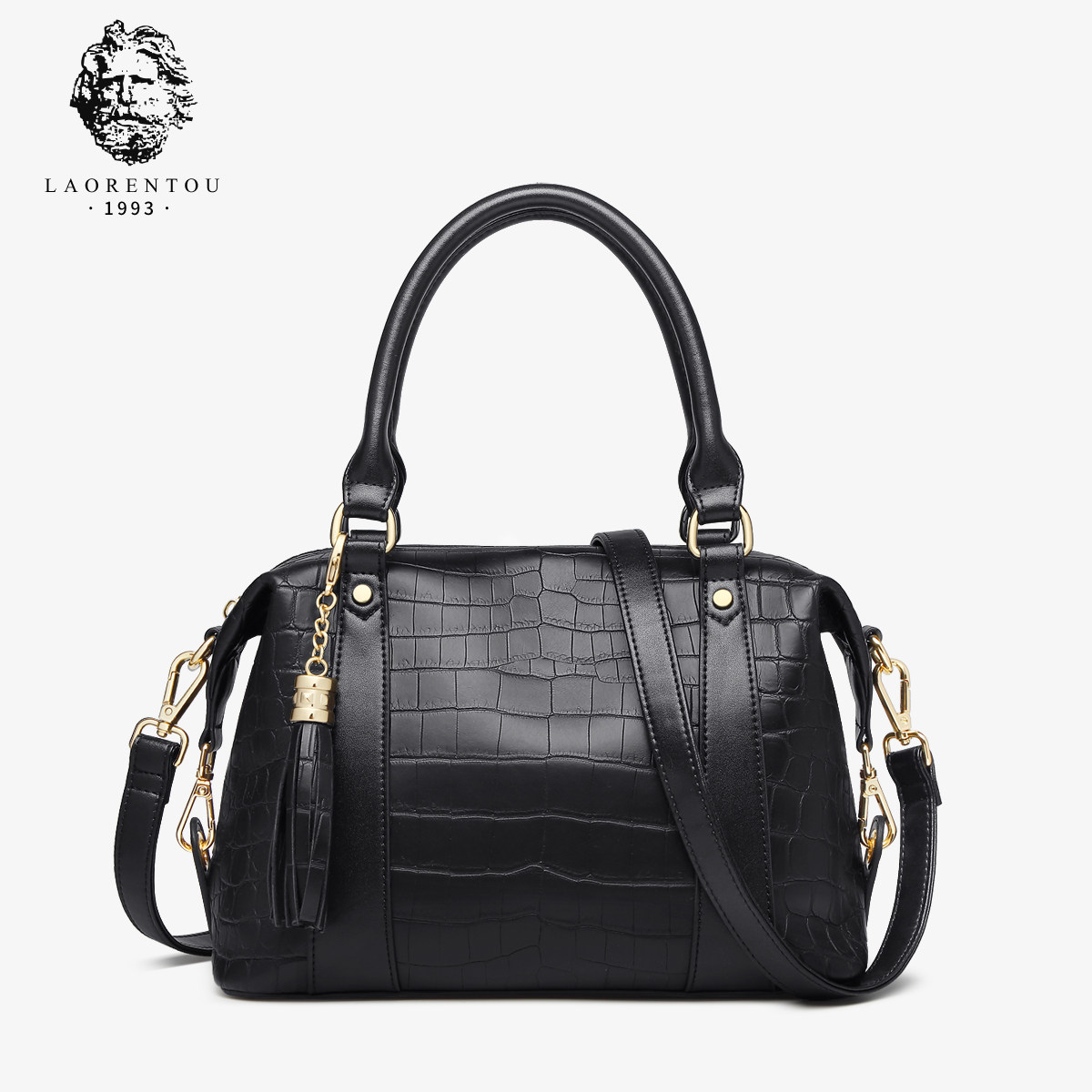 老人头2020新款百搭真皮波士顿包 老人头箱包女士包袋