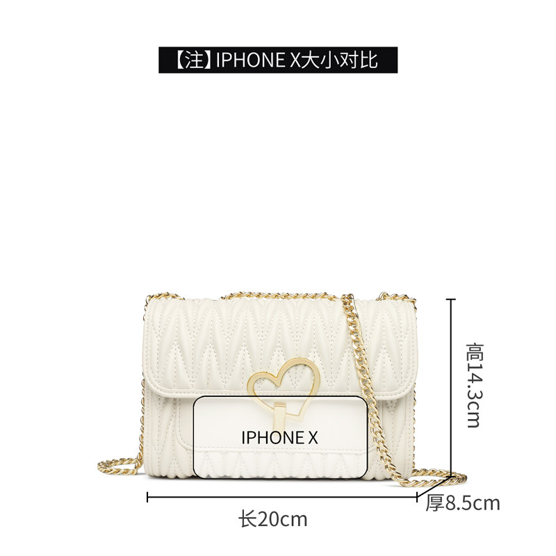 秋冬白色真皮百搭2021潮链条小包包 老人头箱包女士包袋