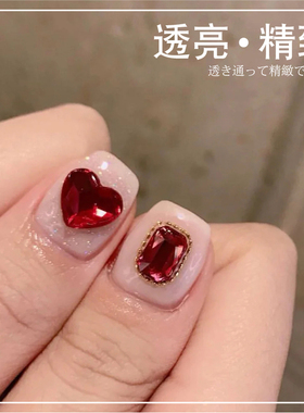 大红色平底异形美甲钻