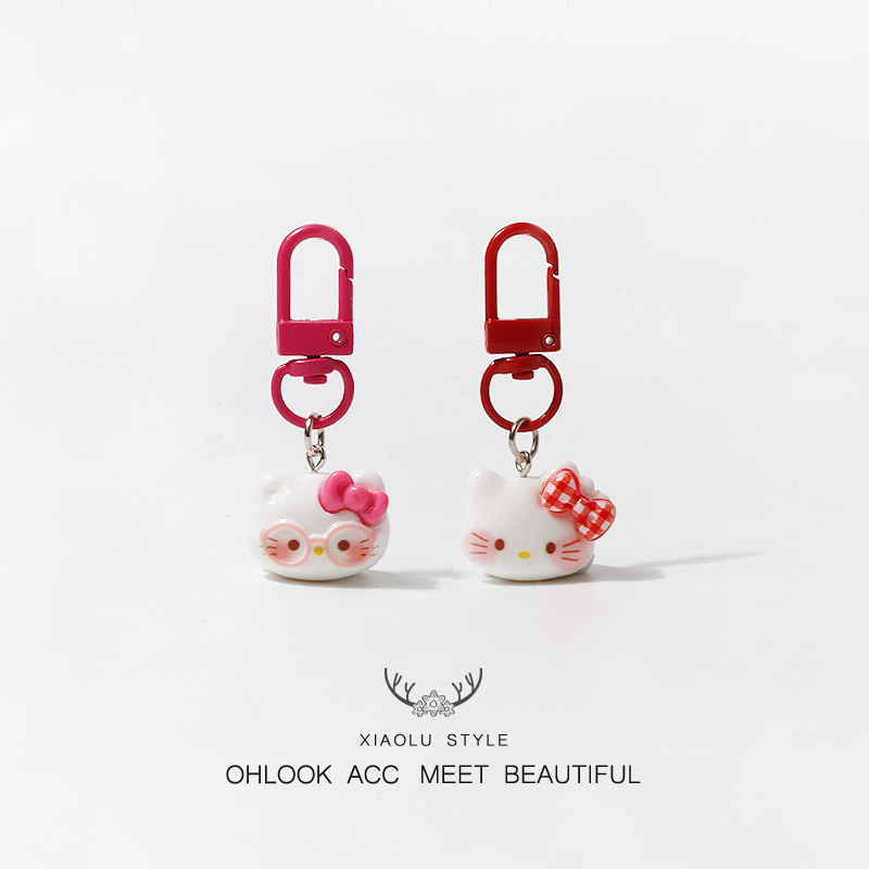 卡通眼镜KT蝴蝶结猫咪钥匙扣小礼品甜美日系挂件闺蜜礼物挂饰品挂,淘宝优惠券,粉丝福利购,淘宝优惠卷