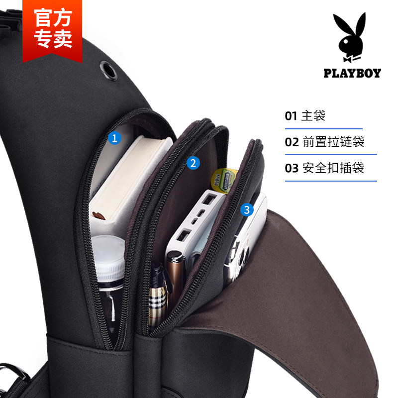 花花公子单肩男士胸包2021斜挎包 悦豪箱包男士包袋