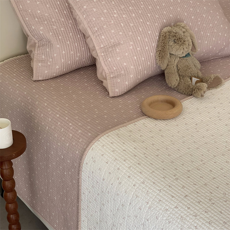 ins大鹅全棉床盖三件套出口韩国车厘子碎花垫子榻榻米夹棉大床单,淘宝优惠券,粉丝福利购,淘宝优惠卷