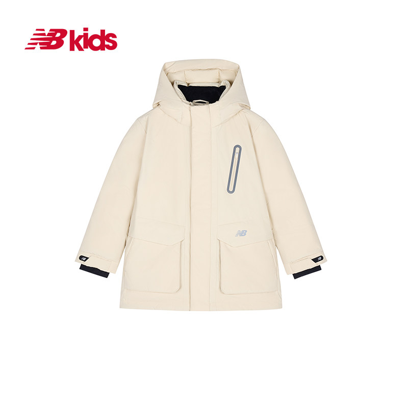 【90%绒子含量】 nb官方童装 冬季新品中长款保暖鸭绒连帽羽绒服