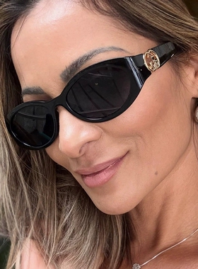 椭圆简约小框太阳镜防紫外线嘻哈