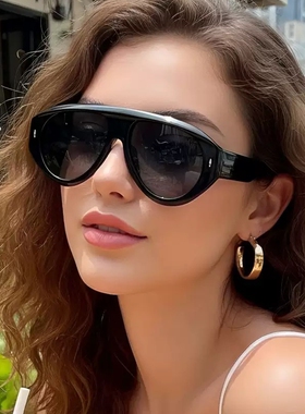 欧美复古飞行员大框箭头标墨镜