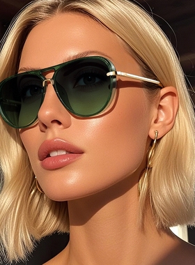 欧美复古大框飞行员式双梁太阳镜