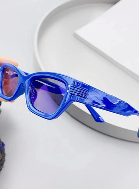 防晒猫眼小框小脸高级感蓝色墨镜