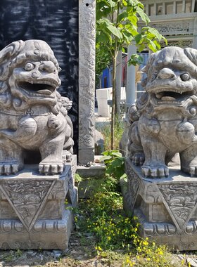 复古青石狮子石雕高度1-2.6米