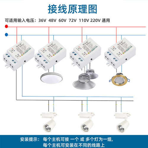 凤忠意220V无线多路遥控开关灯具改造智能灯光控制器免改线通断器 - 图2