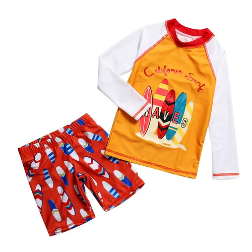 Детский купальник для мальчиков, раздельные штаны для плавания, лонгслив, снаряжение, подходит для подростков, защита от солнца