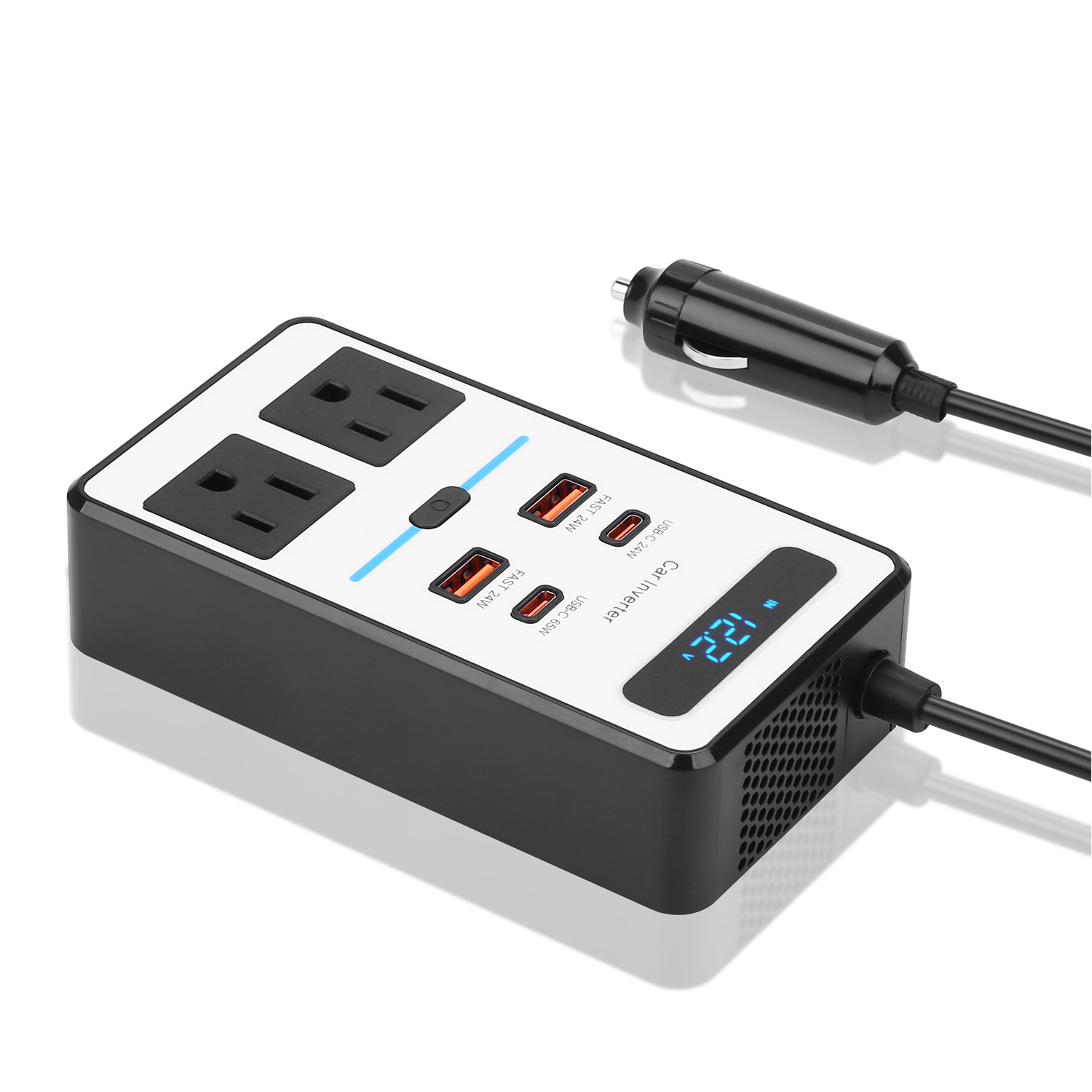 跨境热销数显200W车载逆变器DC12V转AC110V汽车点烟器转换器美规 - 图0