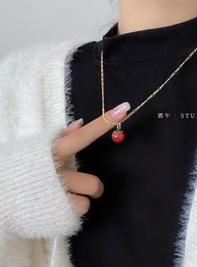 酒午南红玛瑙石项链毛衣链