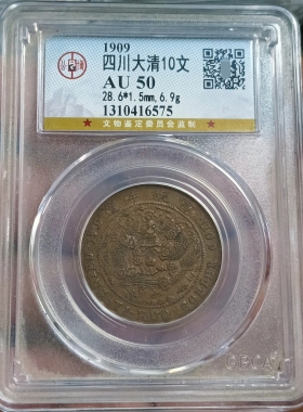 大清铜币中心川十文铜元公博评级币真品收藏实物拍摄 按图发货
