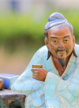 雕塑茶圣陆羽石湾公仔名家风摆件