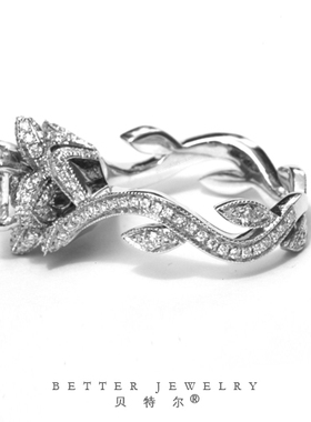 定做藤蔓纯银镀金婚戒