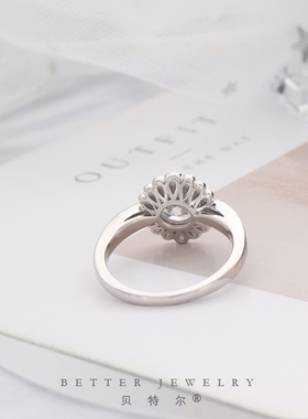 显钻设计纯银镀18K金婚戒定制女