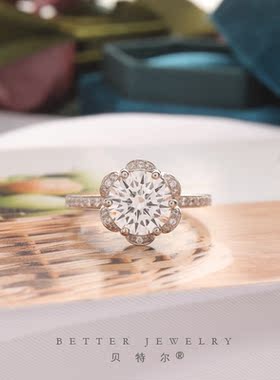 花苞钻戒925纯银轻奢女定做克拉