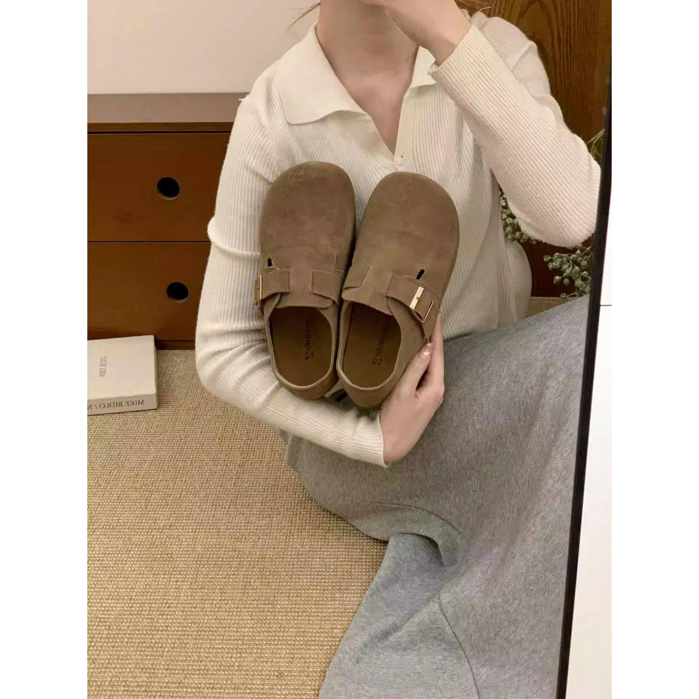 内增高厚底全包勃肯鞋女鞋2026新款春季一脚蹬博肯单鞋乐福豆豆鞋,淘宝优惠券,粉丝福利购,淘宝优惠卷