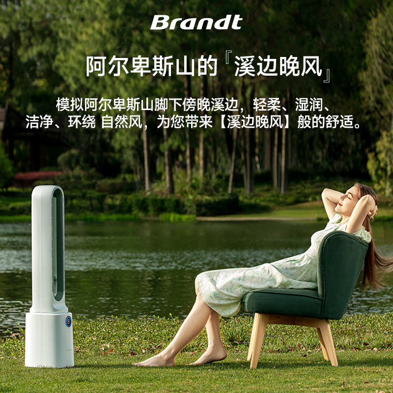 Brandt白朗无叶电风扇家用大风量加湿负离子净化节能静音立式风扇 - 图1