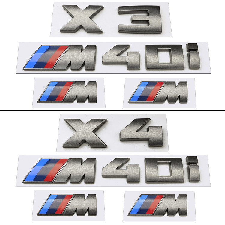 宝马灰色M车标 M760LI X3M 40I X4M M3C M5雷霆 M240I 530D后尾标