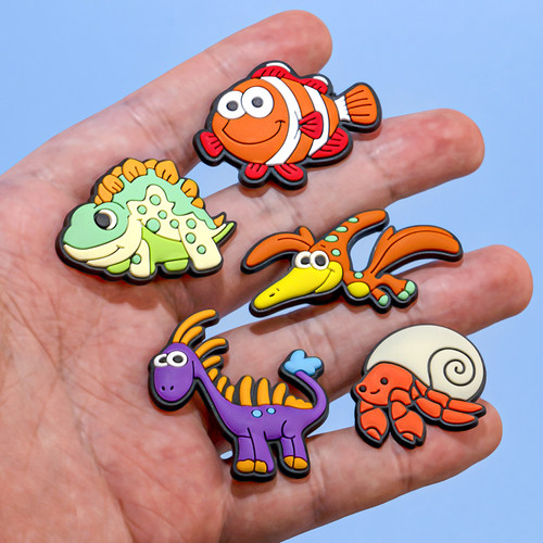 跨境新款洞洞鞋花配饰恐龙动物系列现货可爱卡通手环装饰PVC鞋扣 - 图1