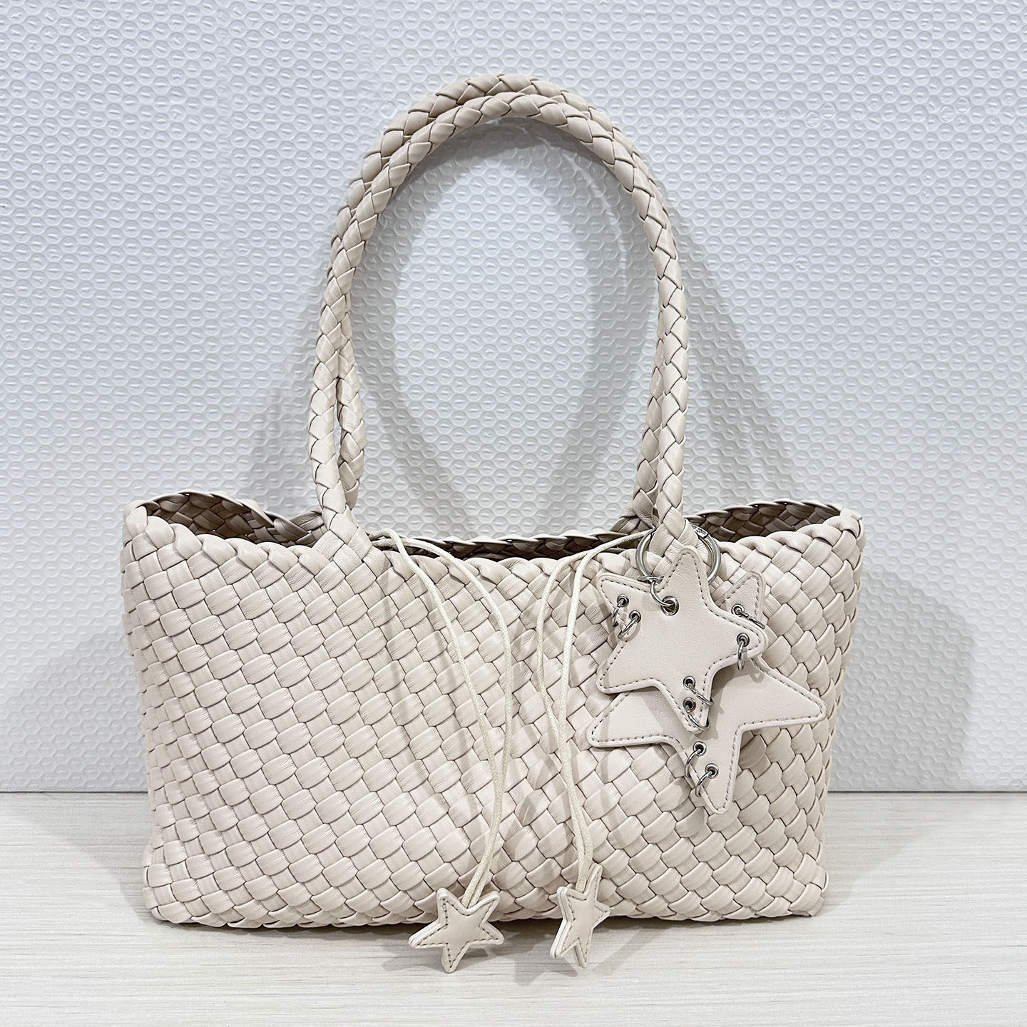 2025新款包包星星手工编织香槟托特包中号大容量枪枪同款手提单肩,淘宝优惠券,粉丝福利购,淘宝优惠卷