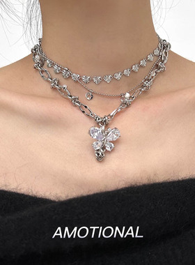 蝴蝶荆棘choker锁骨链钻饰