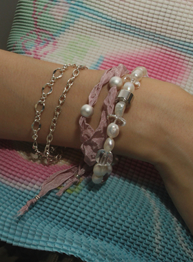 Amotional巴洛克珍珠白水晶手链手串手链冷淡风原创小众夏季叠戴