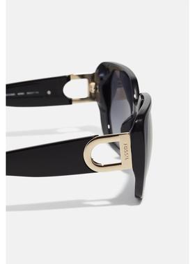 代购Fossil化石女士太阳镜防紫外线深色镜片偏光遮光蝴蝶形黑色