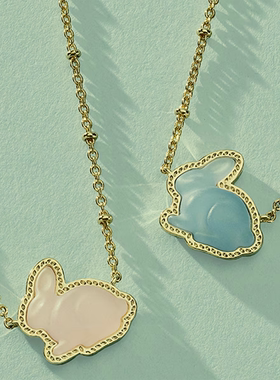 代购Kendra Scott Bunny腮红粉兔子造型女士项链时尚优雅金色链条