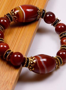 缠丝玛瑙手链本命年雨花石玉石